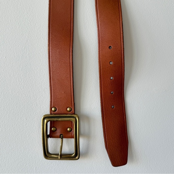 Vintage Brown Leather Men’s Calvin Klein‎ Belt with Brass Buckle - Small - Picture 1 of 2